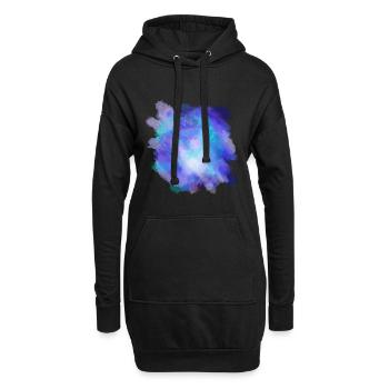 Aquarelle Violet Turquoise Azur Illustration - Sweat-shirt à capuche long Femme - noir - Devant