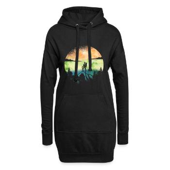 Wanderlust Hiker – Aquarell Adventure - Hoodie-Kleid - Schwarz - Vorne