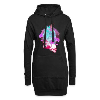 Pastel Goth Tête de mort Hibou Aesthetic Clothes lune - Sweat-shirt à capuche long Femme - noir - Devant