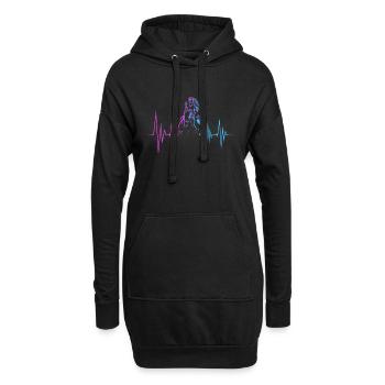 Chevaux battement de coeur cheval équitation cavalière - Sweat-shirt à capuche long Femme - noir - Devant