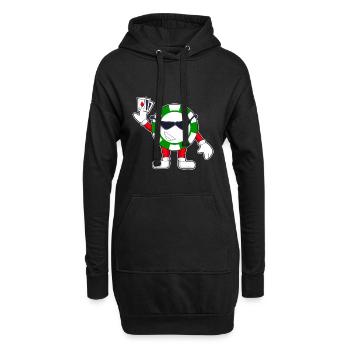 Poker Poker Jetons Cartes de poker - Sweat-shirt à capuche long Femme - noir - Devant