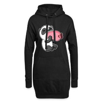Panda mit Wurst - Hoodie-Kleid - Schwarz - Vorne
