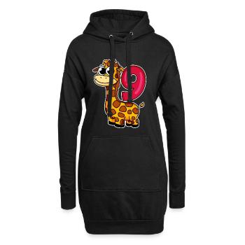 9 Geburtstag Giraffe - 9 Jahre alt - Hoodie-Kleid - Schwarz - Vorne