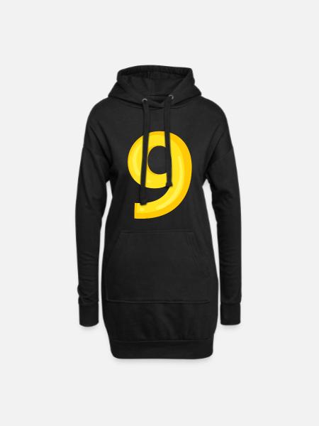 9 gelb - Hoodie-Kleid - Schwarz