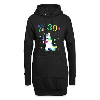 Ich bin 39 Plus 40. Geburtstag Einhorn Geschenk - Hoodie-Kleid - Schwarz - Vorne