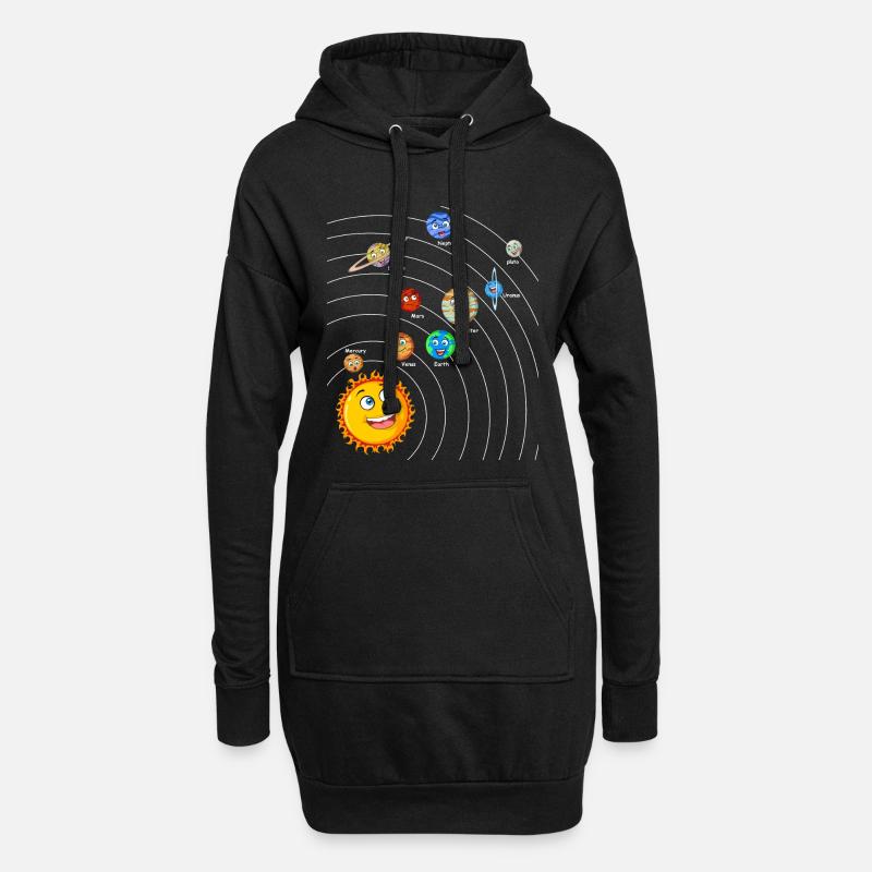 Sonnensystem - Hoodie-Kleid - Schwarz