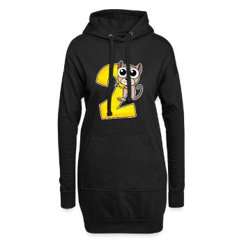 2 Jahre - Tarsier - Koboldmaki - 2. Geburtstag - Hoodie-Kleid - Schwarz - Vorne
