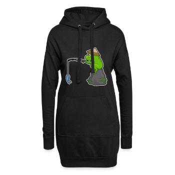 Pêche au poisson pêcheur grenouille - Sweat-shirt à capuche long Femme - noir - Devant
