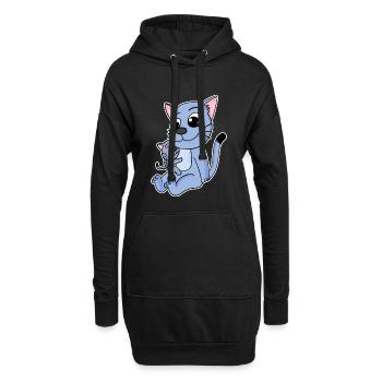 Katze Familie - Katze mit Baby - Katze - Hoodie-Kleid - Schwarz - Vorne