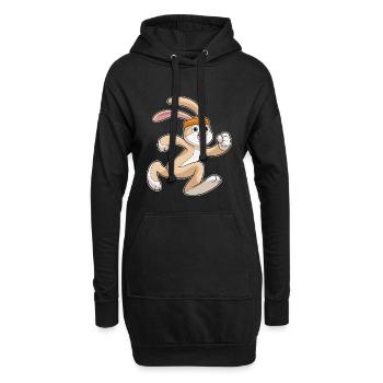 Hase Jogger Joggen Sport - Hoodie-Kleid - Schwarz - Vorne