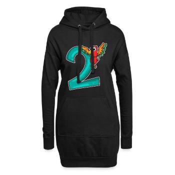 2. Geburtstag - 2 Jahre alt - Papagei Motiv - Hoodie-Kleid - Schwarz - Vorne