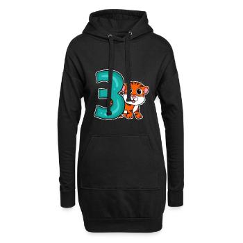3 Jahre alt - 3. Geburtstag - Kindergeburtstag - Hoodie-Kleid - Schwarz - Vorne