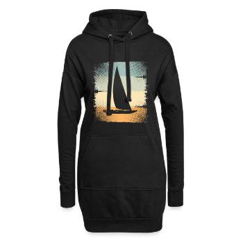 Segelschiff - Hoodie-Kleid - Schwarz - Vorne