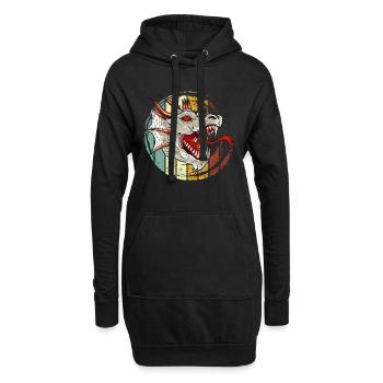 Drache, Drachen, asiatischer Drache - Hoodie-Kleid - Schwarz - Vorne