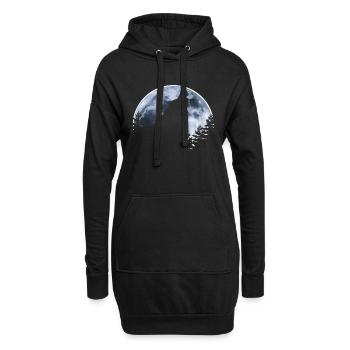 Loup hurle lune - La silhouette du loup - Sweat-shirt à capuche long Femme - noir - Devant