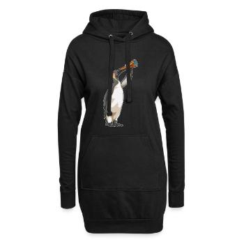 Pinguin Fernglas - Hoodie-Kleid - Schwarz - Vorne