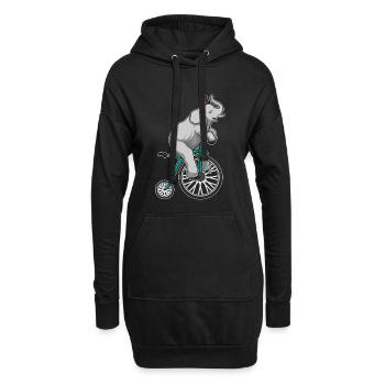 Elefant Zirkus Hochrad - Hoodie-Kleid - Schwarz - Vorne