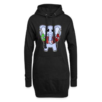 Tankwart Elefant Tankstelle - Hoodie-Kleid - Schwarz - Vorne