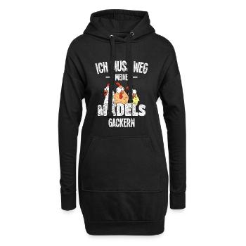 Meine Mädels Huhn Gackern Hühner Hühnerhalter - Hoodie-Kleid - Schwarz - Vorne