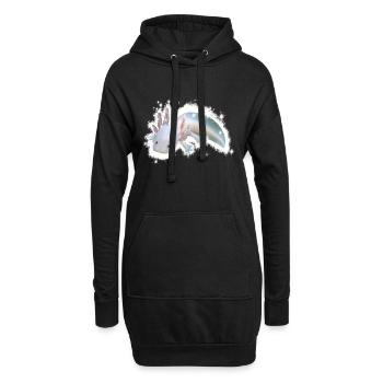 axolotl blanc - Sweat-shirt à capuche long Femme - noir - Devant