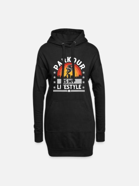 Parkour - Hoodie-Kleid - Schwarz
