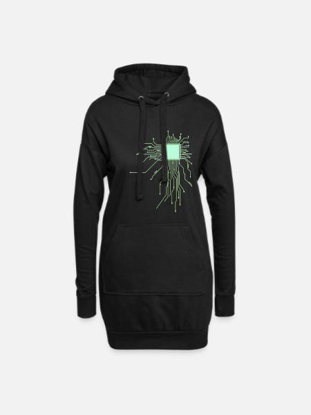 platine Core cpu Computer Nerd pc humor geek code - Hoodie-Kleid - Schwarz