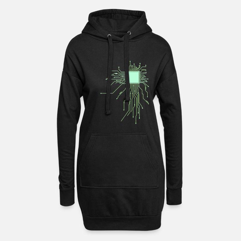 platine Core cpu Computer Nerd pc humor geek code - Hoodie-Kleid - Schwarz