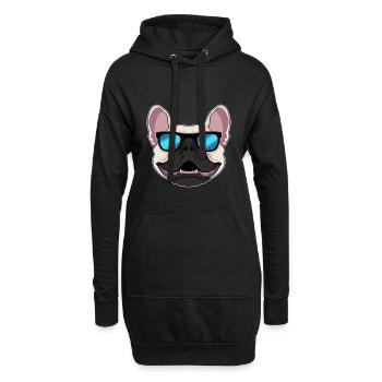 Französische Bulldogge Sonnenbrille - Hoodie-Kleid - Schwarz - Vorne