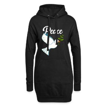 PEACE Friedenstaube - Hoodie-Kleid - Schwarz - Vorne