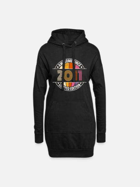 2011 Geburtsjahr Jahrgang Geburtstag Baujahr - Hoodie-Kleid - Schwarz