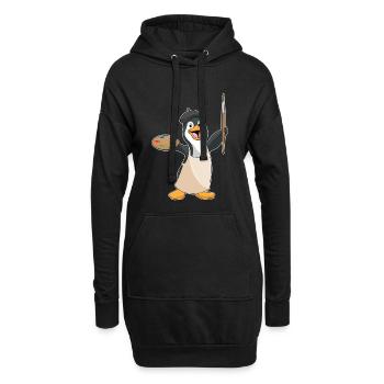 Pinguin Maler Pinsel Malen - Hoodie-Kleid - Schwarz - Vorne