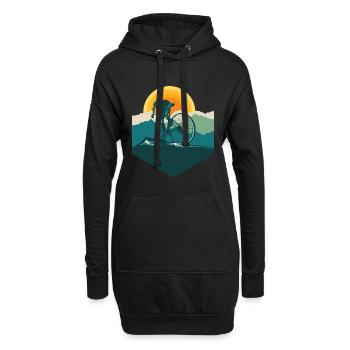 Cycliste sur route Montagnes Soleil - Sweat-shirt à capuche long Femme - noir - Devant