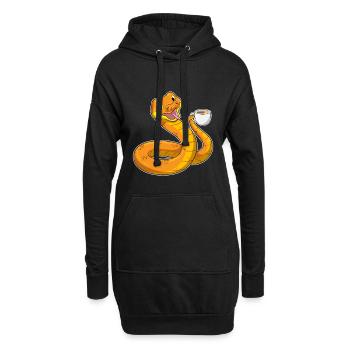 Tasse à café Serpent - Sweat-shirt à capuche long Femme - noir - Devant
