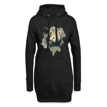 Roter Panda - Hoodie-Kleid - Schwarz - Vorne