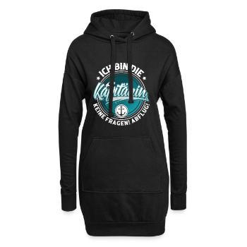 Kapitänin Segeln Boot Bootfahren Seglerin - Hoodie-Kleid - Schwarz - Vorne