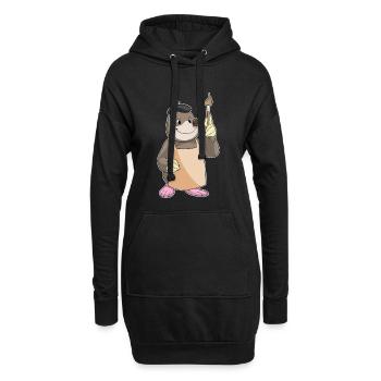 Peinture au pinceau du Peintre Taupe - Sweat-shirt à capuche long Femme - noir - Devant