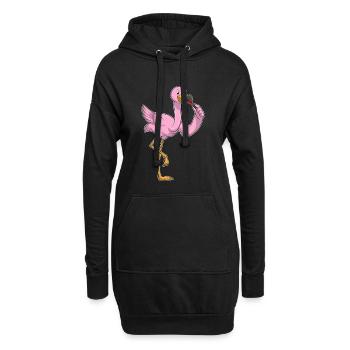 Rouge à lèvres Flamingo - Sweat-shirt à capuche long Femme - noir - Devant