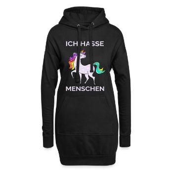 ICH HASSE MENSCHEN EINHORN - Hoodie-Kleid - Schwarz - Vorne