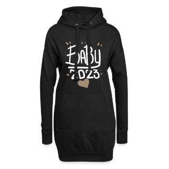 Grossesse Bébé enceinte 2023 - Sweat-shirt à capuche long Femme - noir - Devant