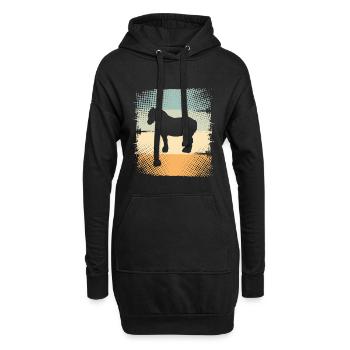 Pferd - Hoodie-Kleid - Schwarz - Vorne