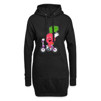 Vélo radis - Sweat-shirt à capuche long Femme - noir - Devant