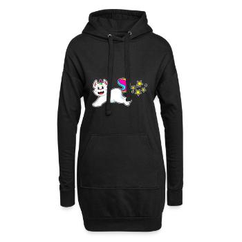 Katze Einhorn - Hoodie-Kleid - Schwarz - Vorne