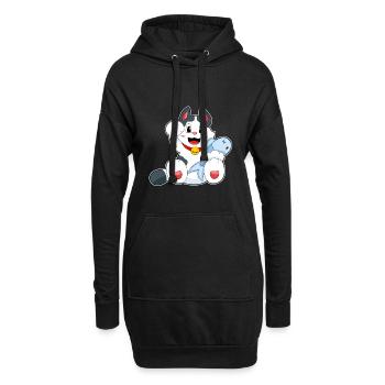 Katze Fisch - Hoodie-Kleid - Schwarz - Vorne