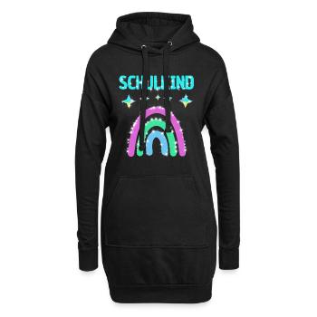 Schulkind Glitzer Regenbogen Einschulung - Hoodie-Kleid - Schwarz - Vorne