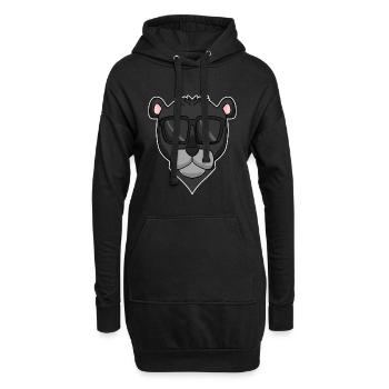 Schwarzer Panther mit Sonnenbrille - Hoodie-Kleid - Schwarz - Vorne