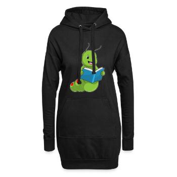Livre de nerds chenilles - Sweat-shirt à capuche long Femme - noir - Devant