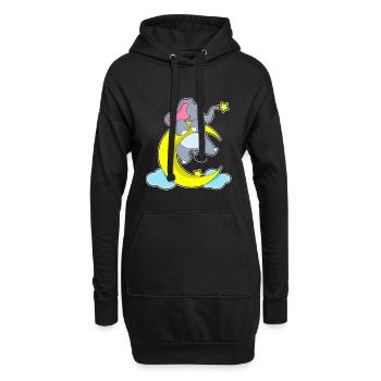 Lune éléphant - Sweat-shirt à capuche long Femme - noir - Devant