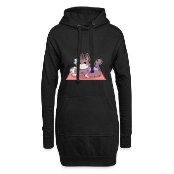 Katze Yoga Fitness Gymnastik - Hoodie-Kleid - Schwarz - Vorne