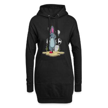 Hase Fußballspieler Fußball - Hoodie-Kleid - Schwarz - Vorne
