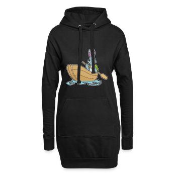 Hase kleines Boot - Hoodie-Kleid - Schwarz - Vorne